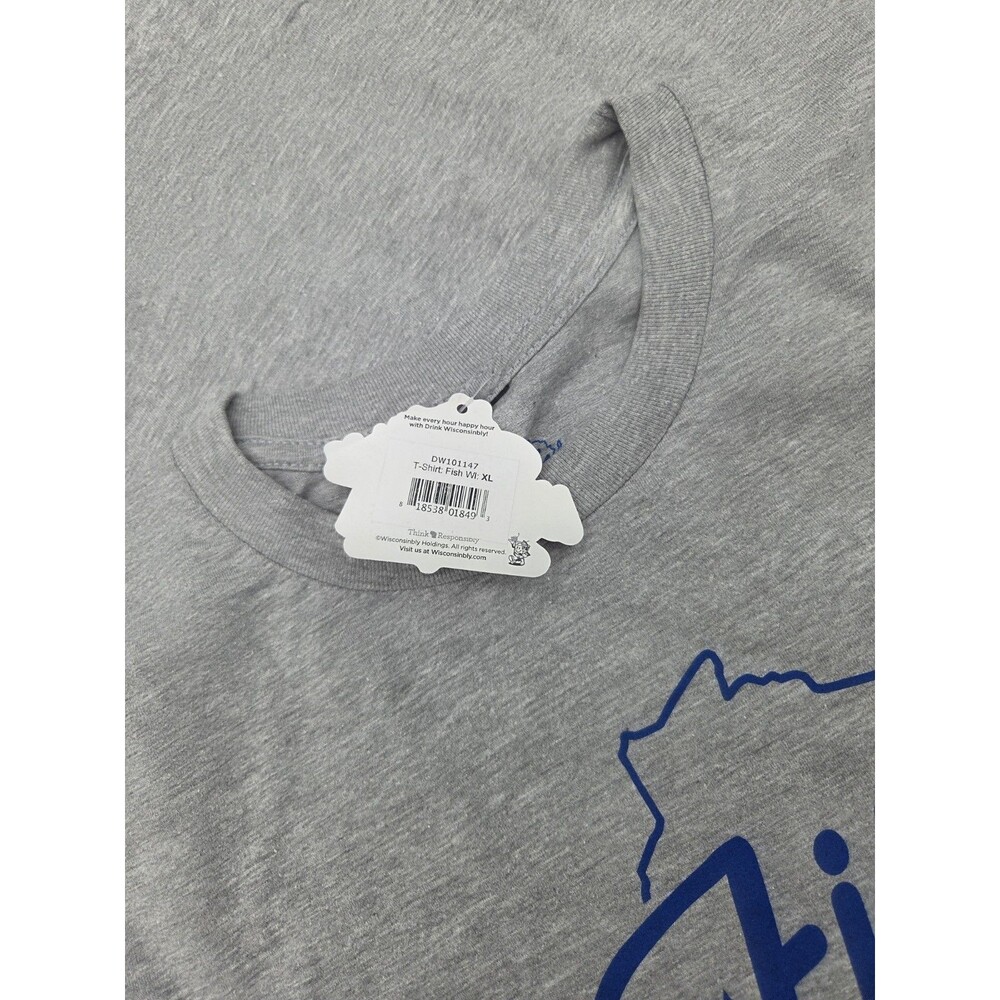 Fish Wisconsibly Humourous Wisconsin Fishing Gray T Shirt Size XL - Picture 11 of 13
